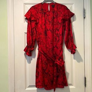 Ann Taylor Red Snakeskin Print Dress Size XSP